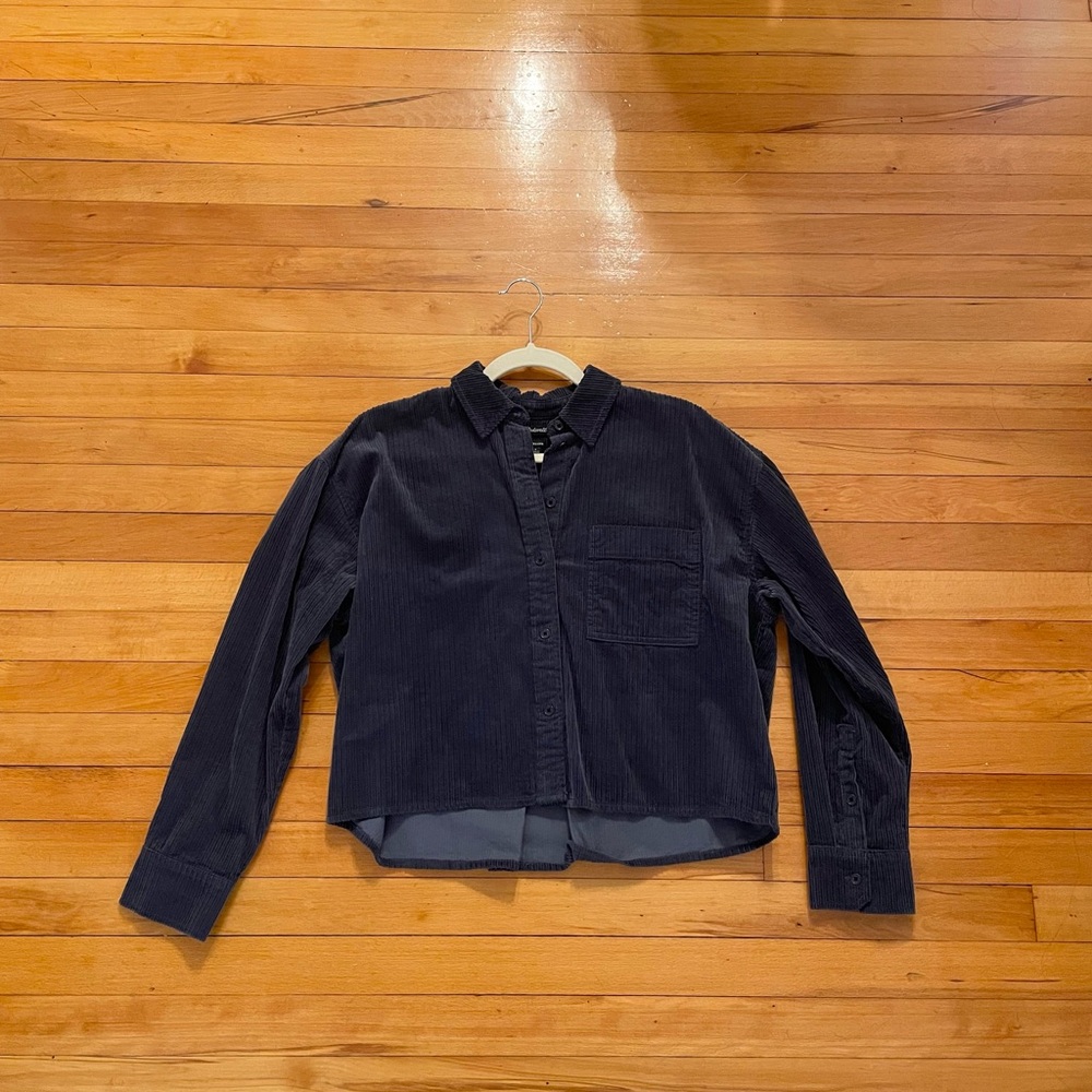 Madewell Navy Corduroy Button-Up Shirt - Small